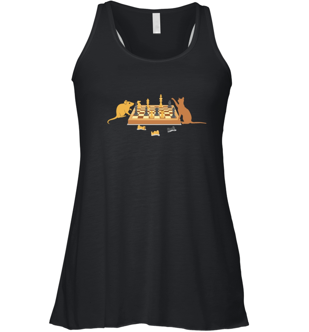 Mice and cat play chess Women's Flowy Tank Top