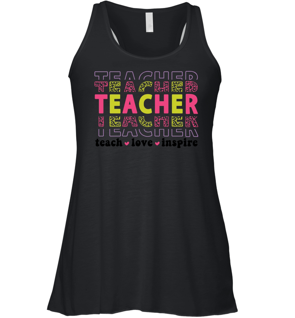 teacher teach love inspire 2 color Women's Flowy Tank Top
