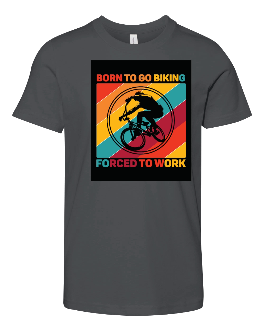 born to go biking forced to work camping Youth Unisex Jersey Tee