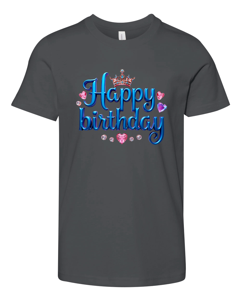 Colorful Metallic Happy Birthday Youth Unisex Jersey Tee