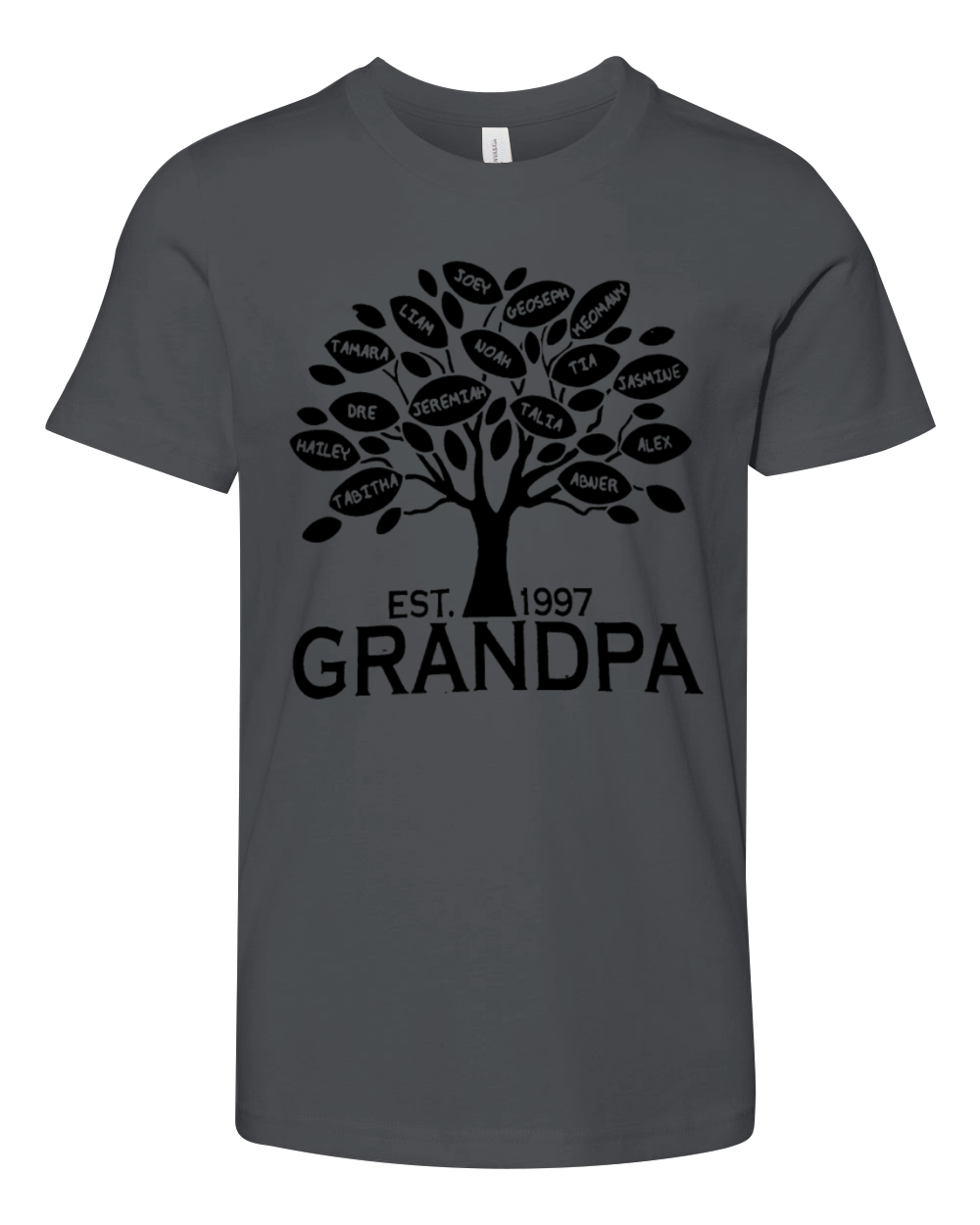 Custom Grandpa or Grandma Family Tree with all Gra Youth Unisex Jersey Tee