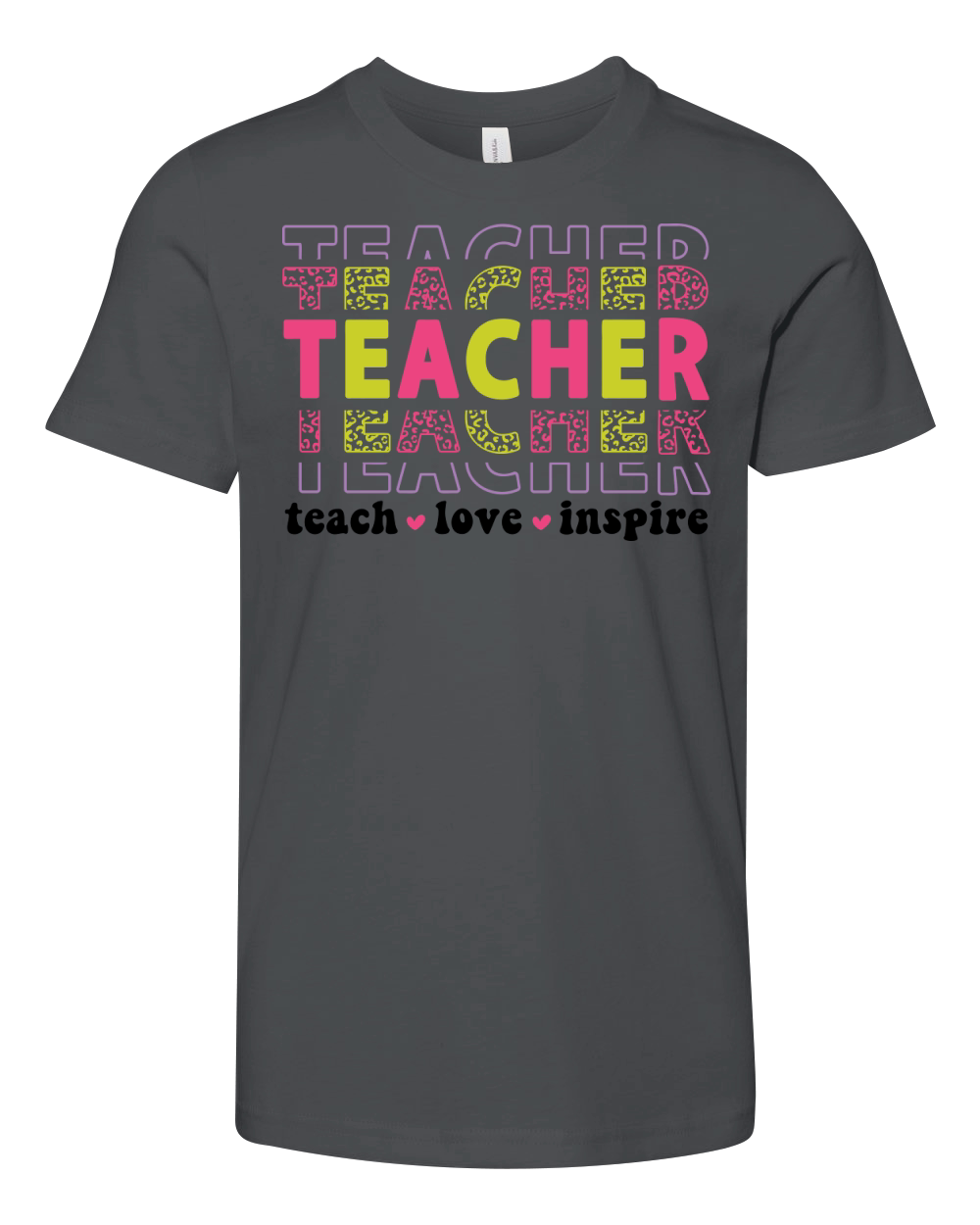 teacher teach love inspire 2 color Youth Unisex Jersey Tee