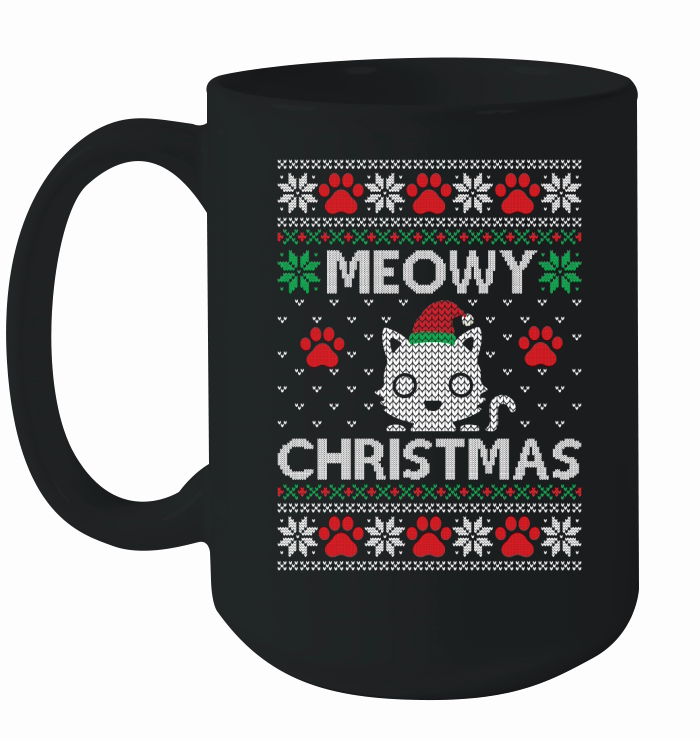 Meowy Christmas ugly design Ceramic Mug