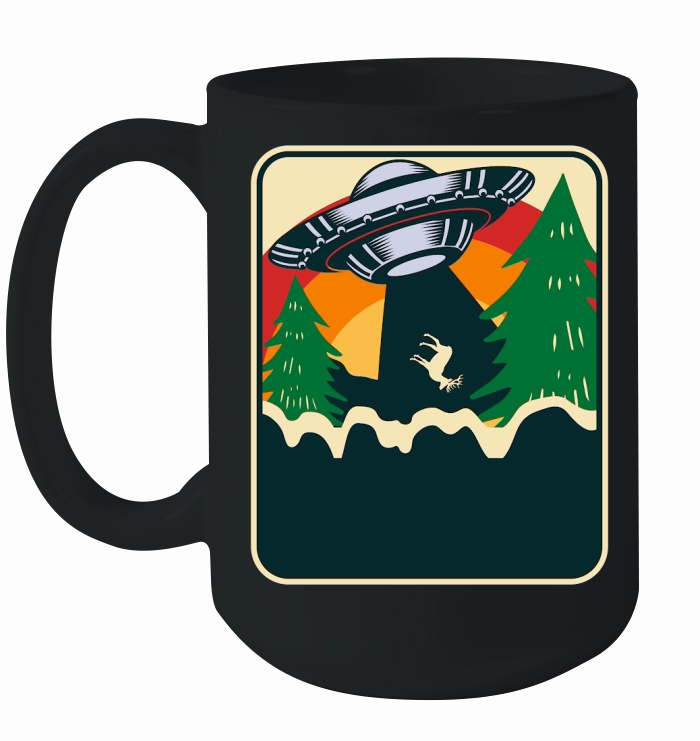 Vintage UFO Alien Deer Ceramic Mug