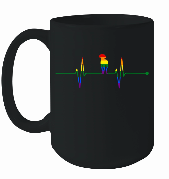Weimaraner Dog Heartbeat Gay Rainbow Colorful LGBTQ Ceramic Mug