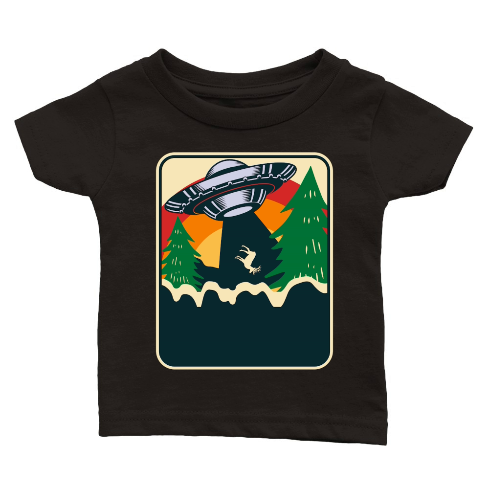 Vintage UFO Alien Deer Classic Baby Crewneck T-shirt