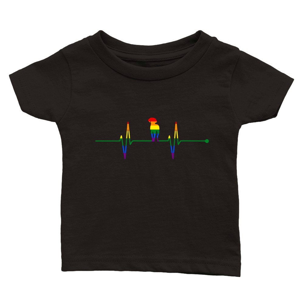 Weimaraner Dog Heartbeat Gay Rainbow Colorful LGBTQ Classic Baby Crewneck T-shirt