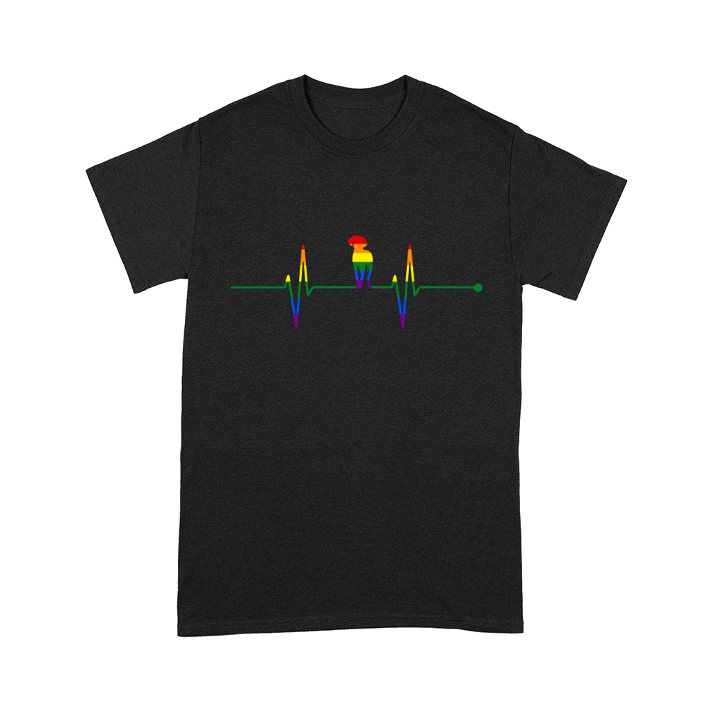 Weimaraner Dog Heartbeat Gay Rainbow Colorful LGBTQ Comfort T-shirt