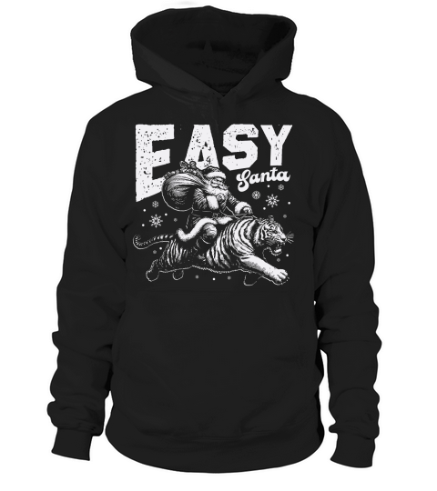 Easy Santa Riding Tiger D White Hoodie Unisex