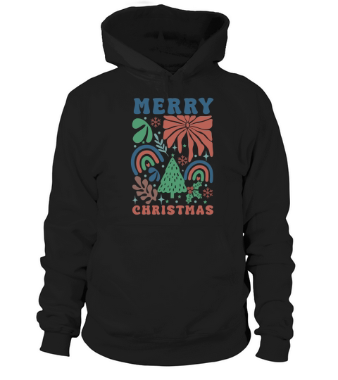 Merry Christmas Boho Christmas Tree Flower Retro Christmas 4 Hoodie Unisex