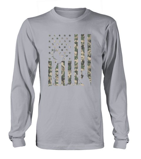 Camo US Flag Quail Pheasant Hunting Long sleeved Unisex