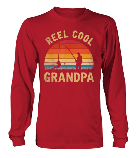 Mens Vintage Reel Cool GRANDPA Fish Fishing Shirt Long sleeved Unisex
