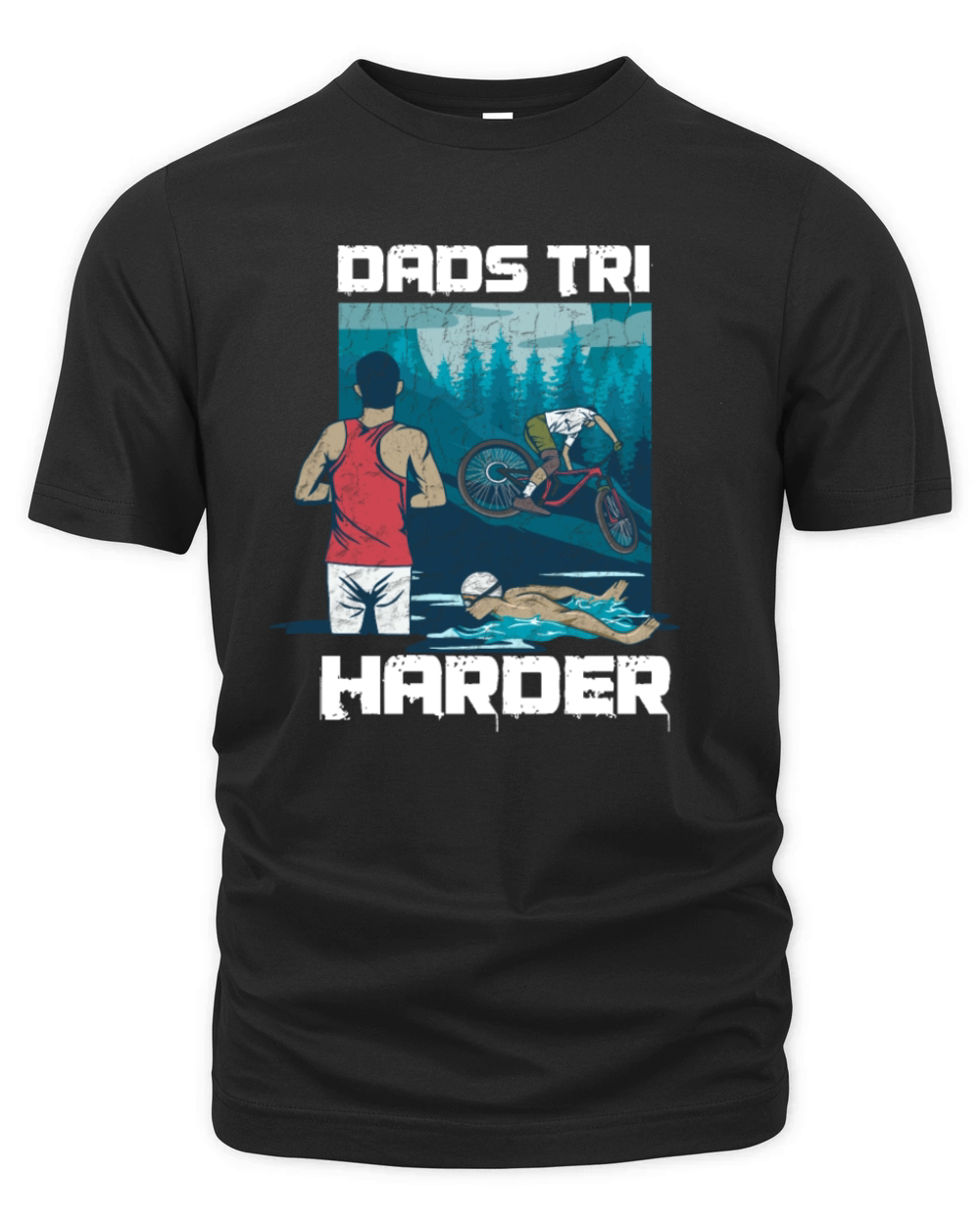 Dads tri harder Pun for a Triathlon Dad Organic Unisex T-shirt