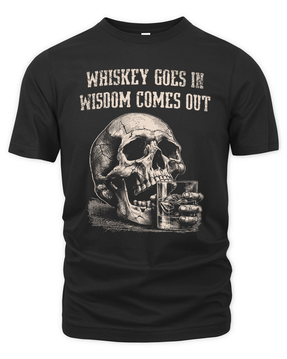Skull Whiskey Goes In D VintageWhite GR Organic Unisex T-shirt