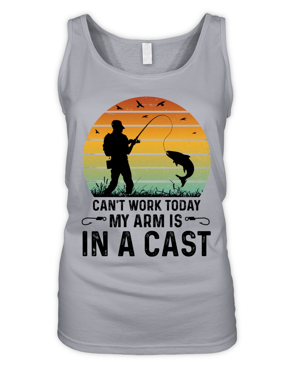 Cant Work Today My Arm is in a Cast Fishing T Shirt Design (3) Organic Women's Tank Top