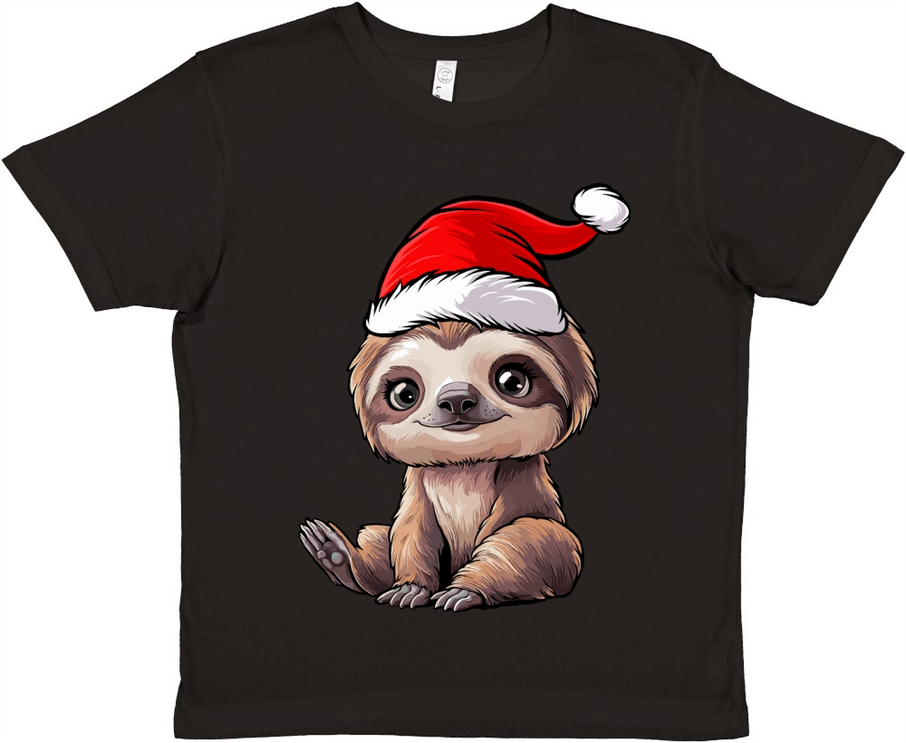 adorable sloth wearing santa hat 1 Premium Kids Crewneck T-shirt