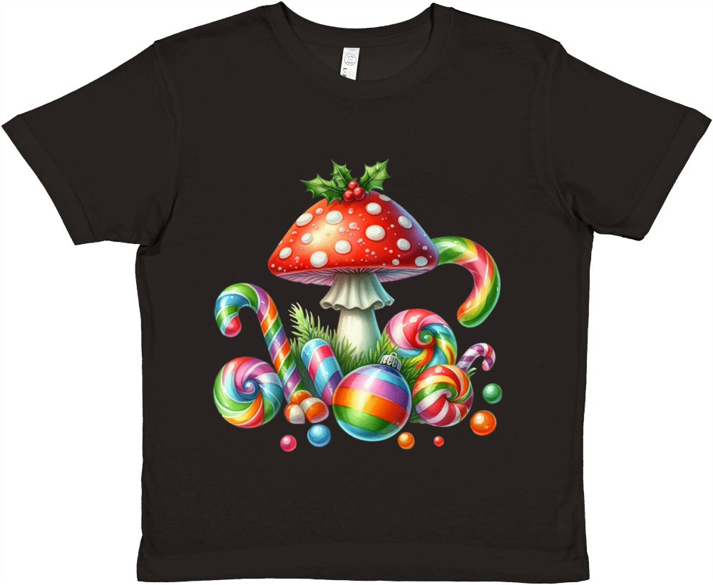 Christmas Mushrooms Clipart Premium Kids Crewneck T-shirt