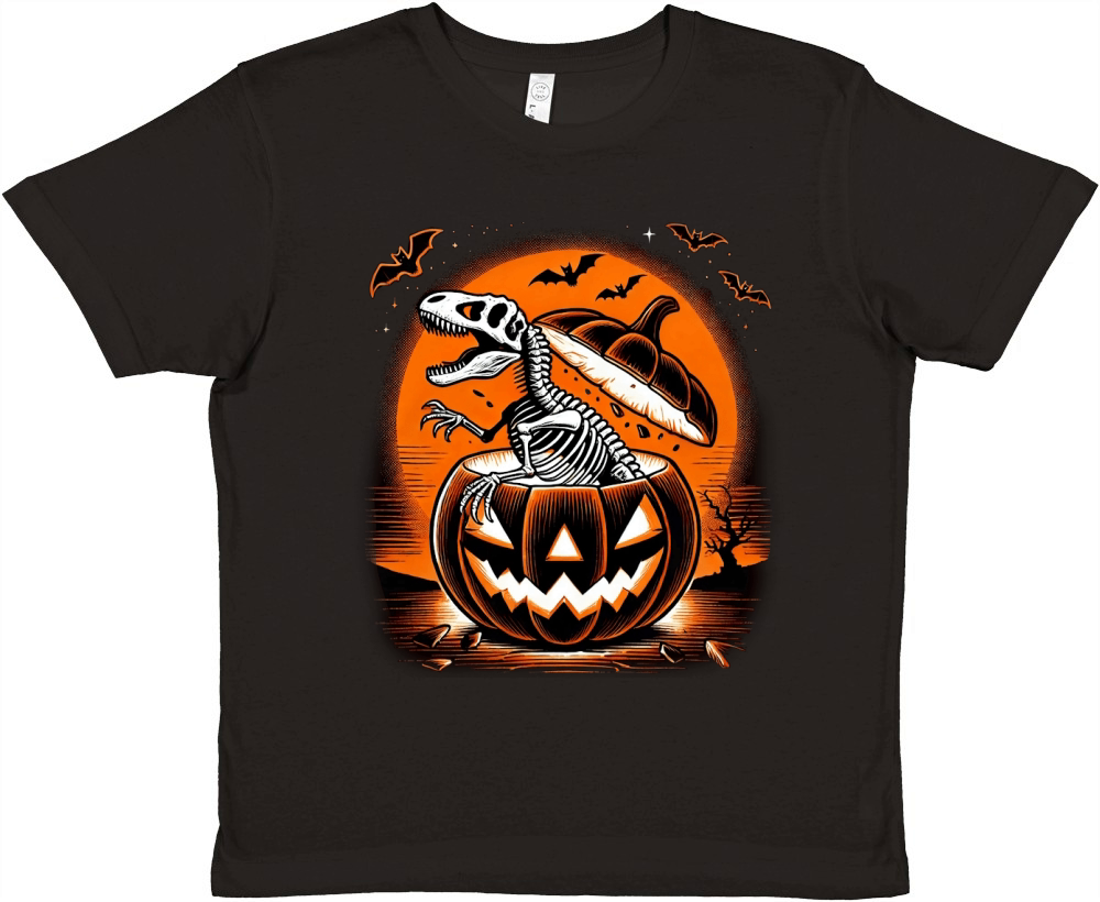 Halloween Dinosaur Skeleton 08 Premium Kids Crewneck T-shirt