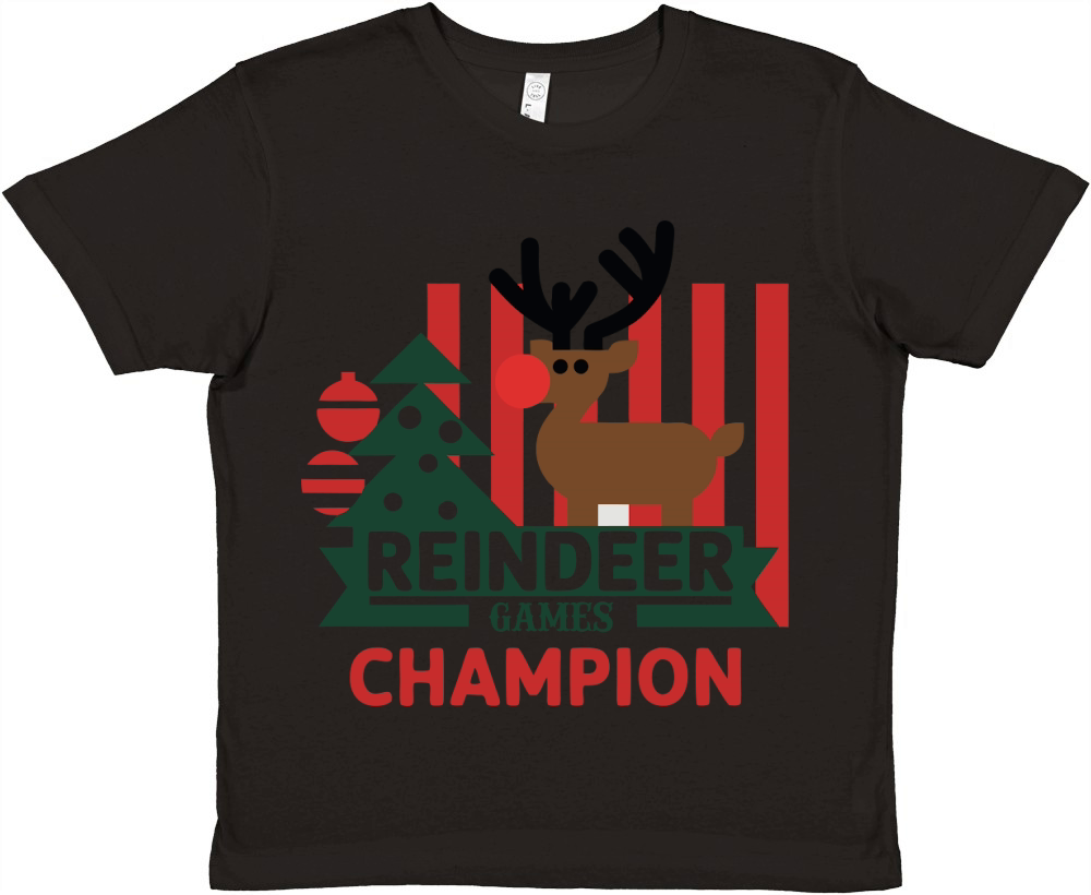 Reindeer Games Champion Premium Kids Crewneck T-shirt