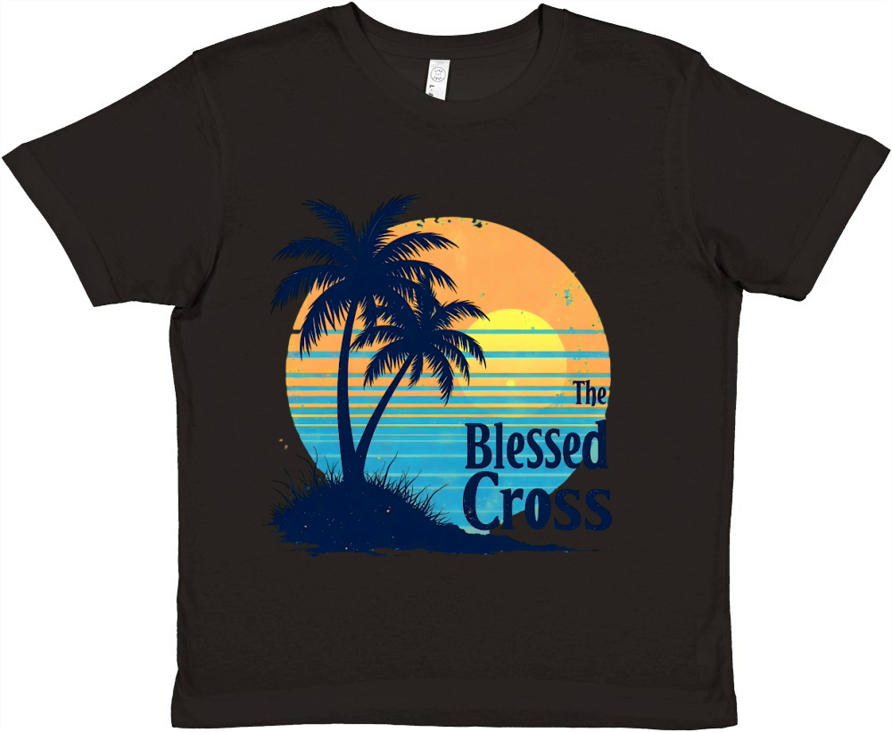 The Blessed Cross Vintage Palm Tree Premium Kids Crewneck T-shirt