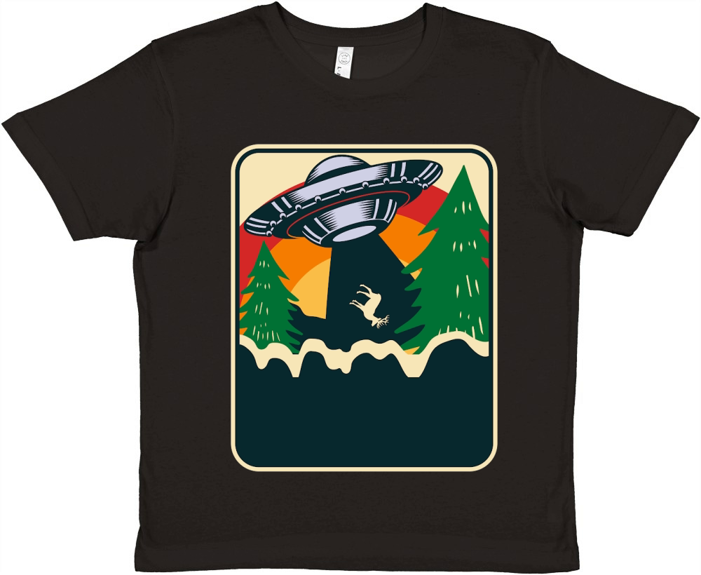 Vintage UFO Alien Deer Premium Kids Crewneck T-shirt
