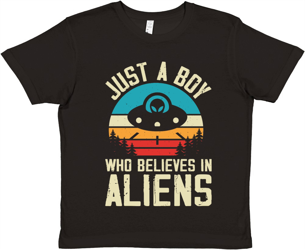 Vintage UFO Alienjust a boy who believes in Aliens 2 Premium Kids Crewneck T-shirt
