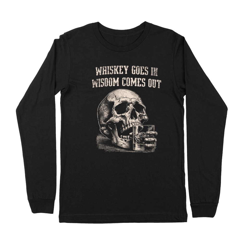 Skull Whiskey Goes In D VintageWhite GR Premium Long Sleeve