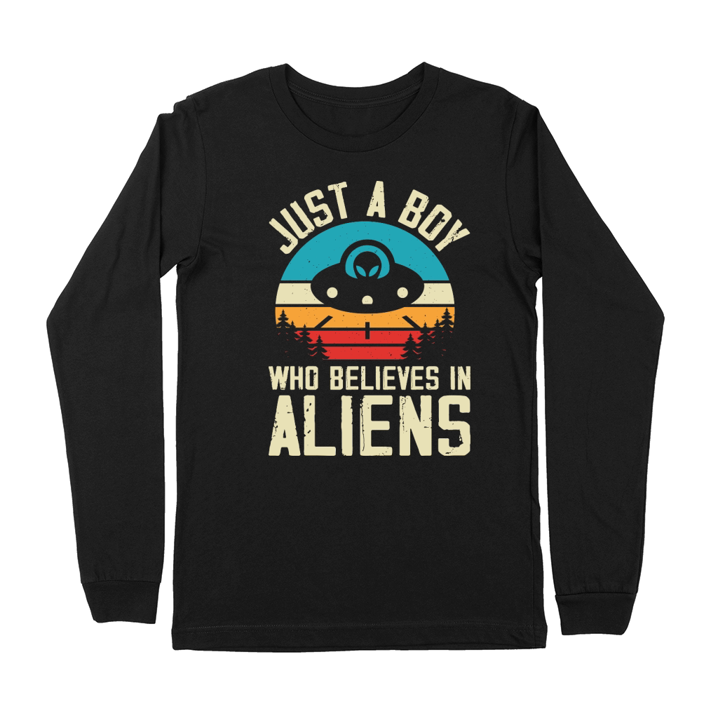 Vintage UFO Alienjust a boy who believes in Aliens 2 Premium Long Sleeve