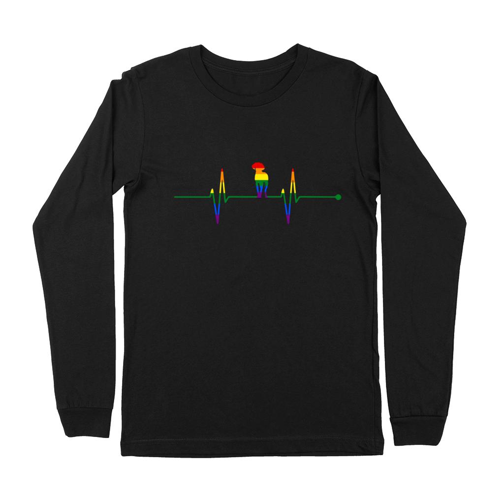 Weimaraner Dog Heartbeat Gay Rainbow Colorful LGBTQ Premium Long Sleeve
