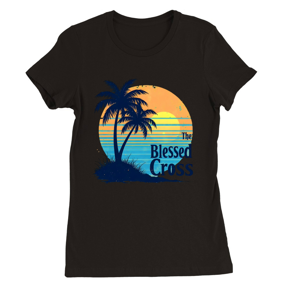 The Blessed Cross Vintage Palm Tree Premium Womens Crewneck T-shirt