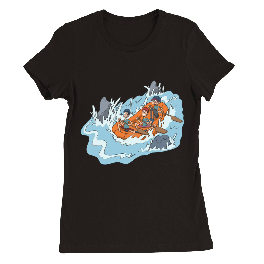 White water rafting through spray and rocks Premium Womens Crewneck T-shirt