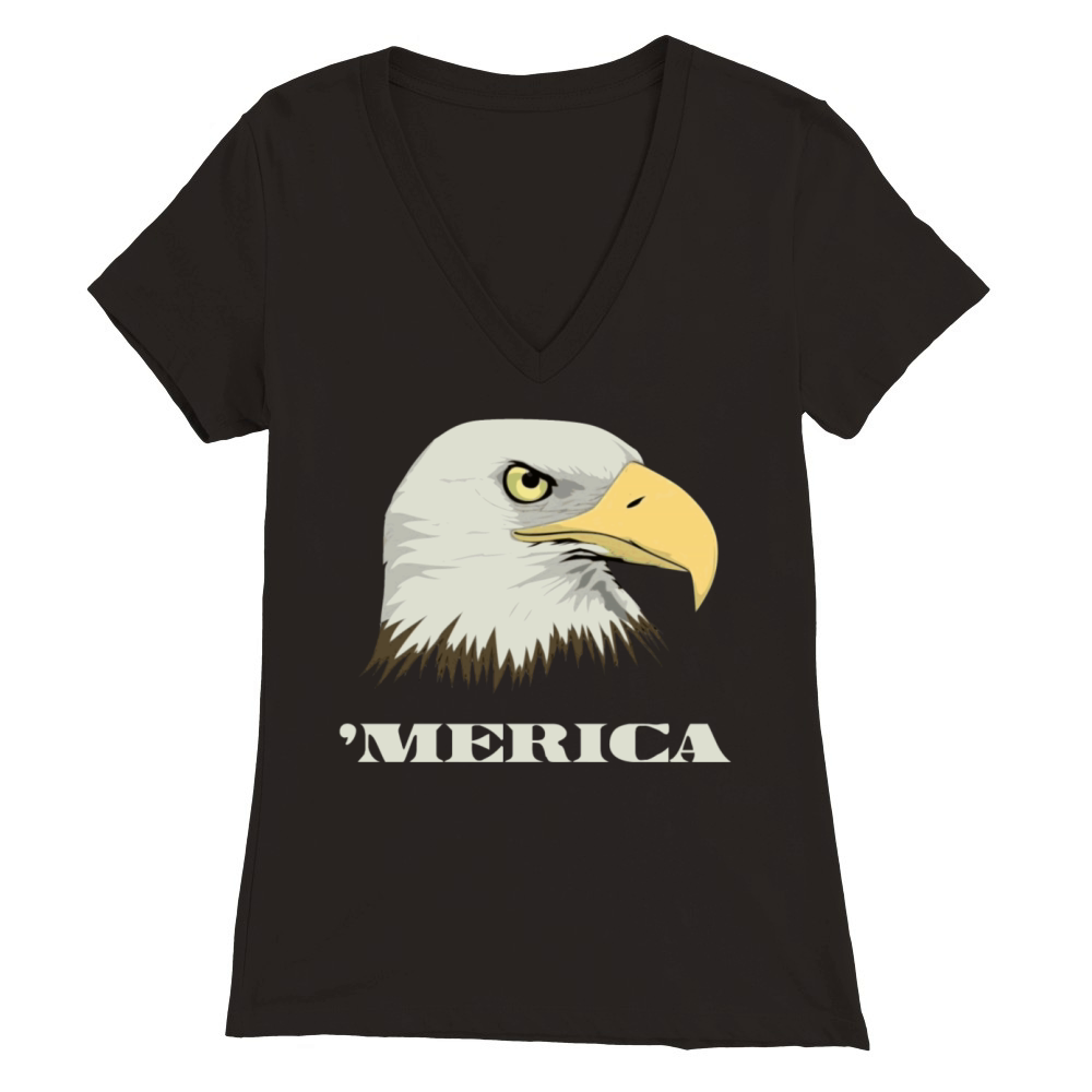 American Bald Eagle For Merica Premium Womens V-Neck T-shirt
