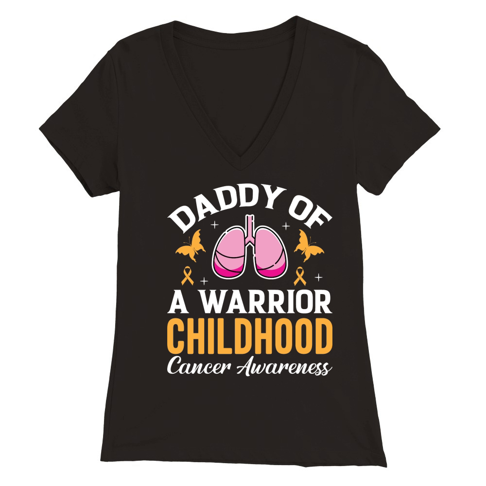 Daddy of a warrior Childhood cancer awareness Premium Womens V-Neck T-shirt