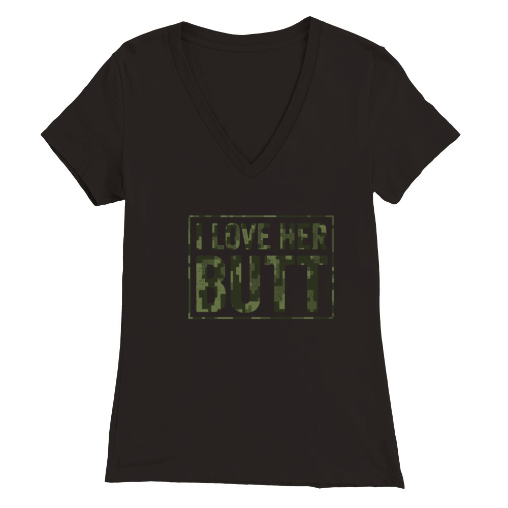 I Love Her Butt Mens Couples Valentine Premium Womens V-Neck T-shirt