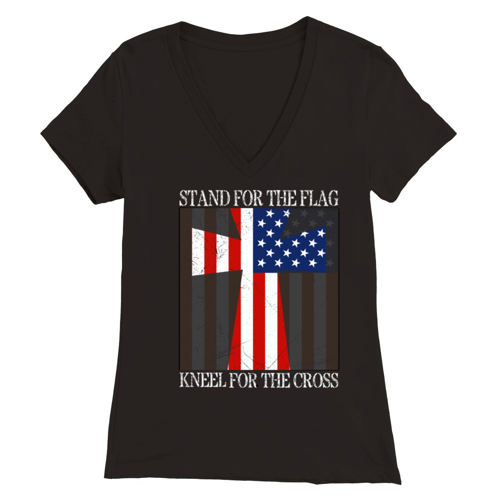 I Stand For The Flag And Kneel For The Cross T-shi Premium Womens V-Neck T-shirt
