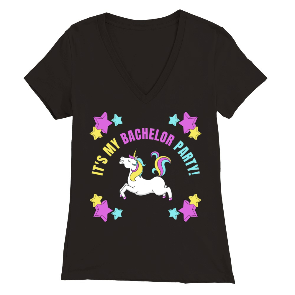 Its My Bachelor Party Unicorn Premium Womens V-Neck T-shirt