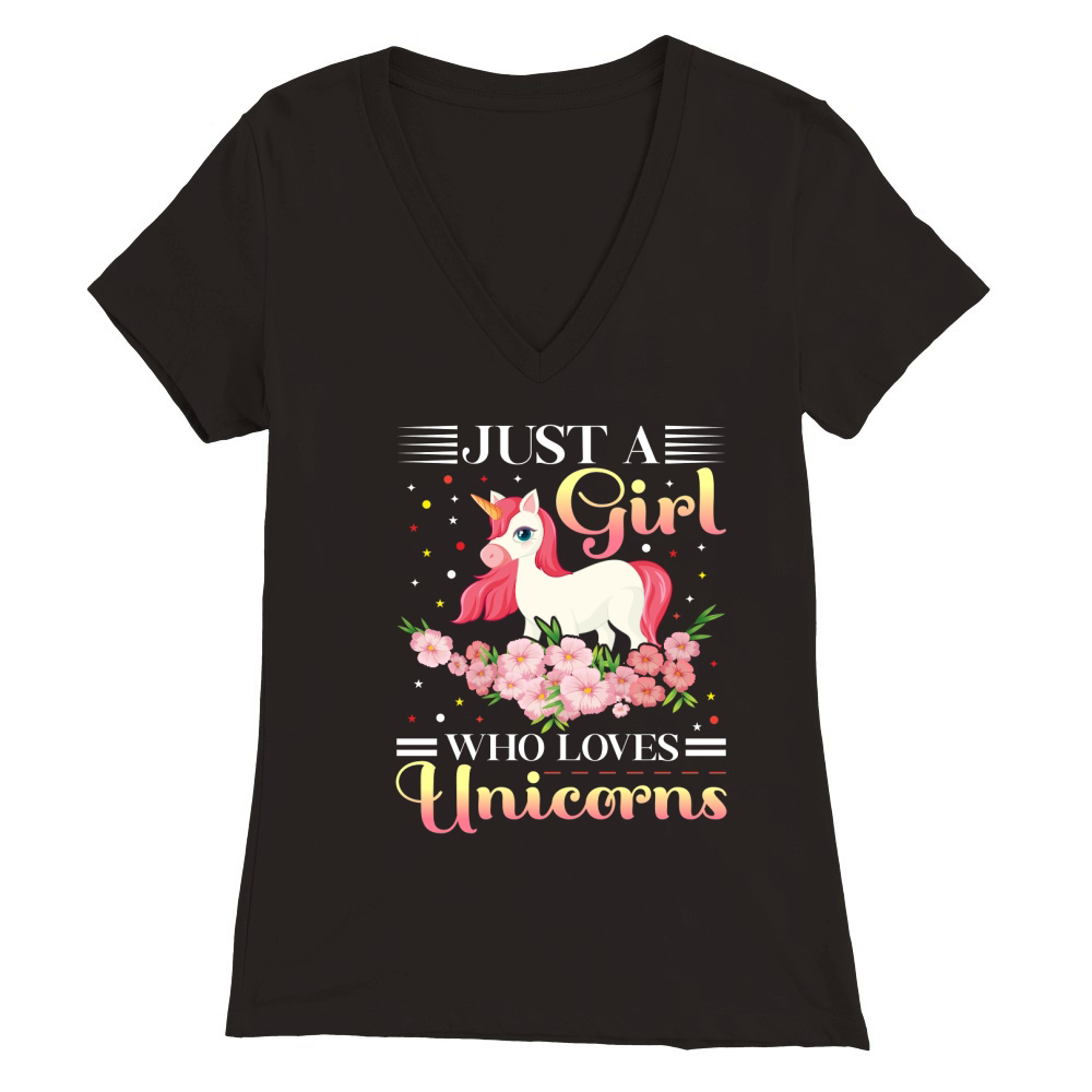 Just a Girl Who Loves Unicorns Premium Womens V-Neck T-shirt