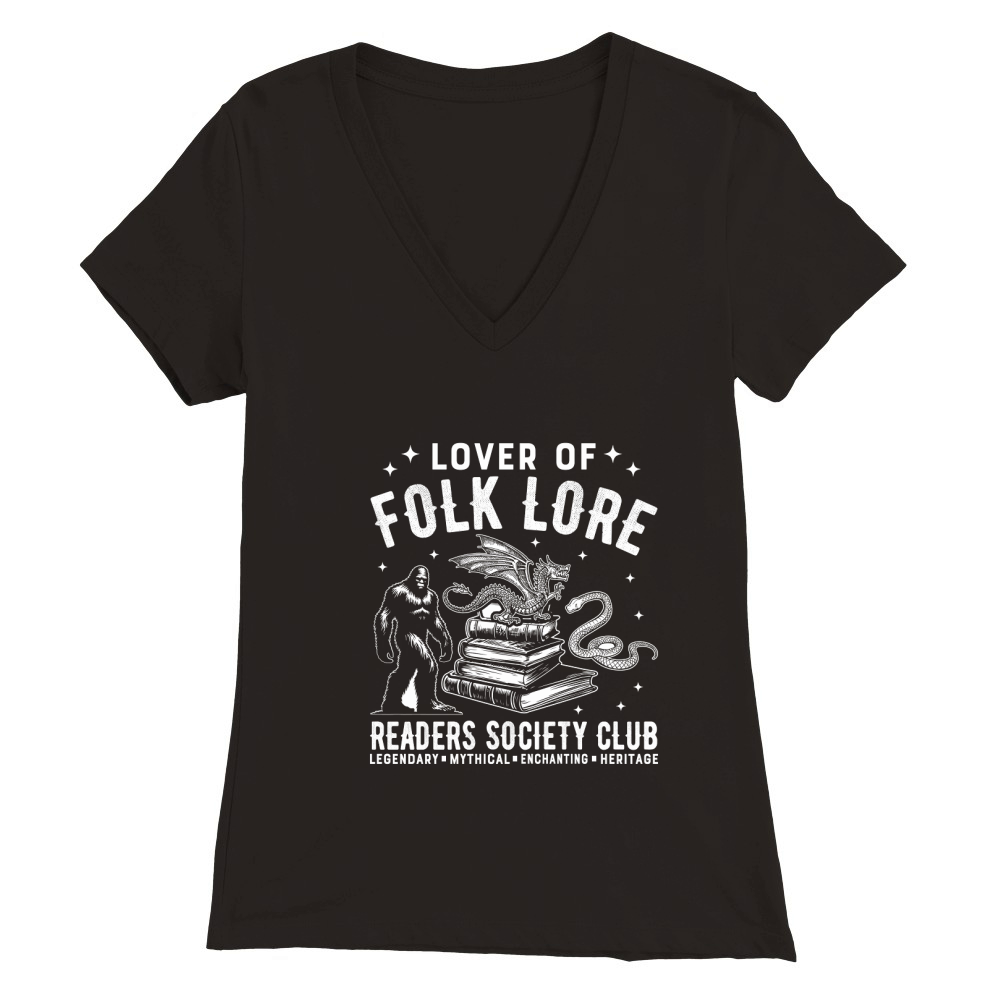 lover of folk lore readers society club legendary  mythical  enchanting  heritage Premium Womens V-Neck T-shirt