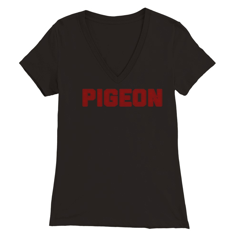 Pigeon Dotted Text Design Premium Womens V-Neck T-shirt