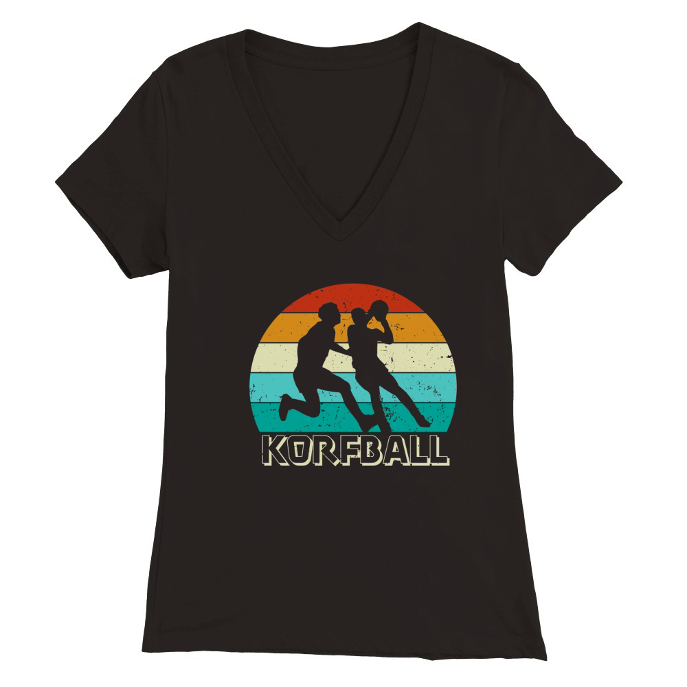 Vintage Retro Korfball Gift for Korfball Lovers and Players Premium Womens V-Neck T-shirt