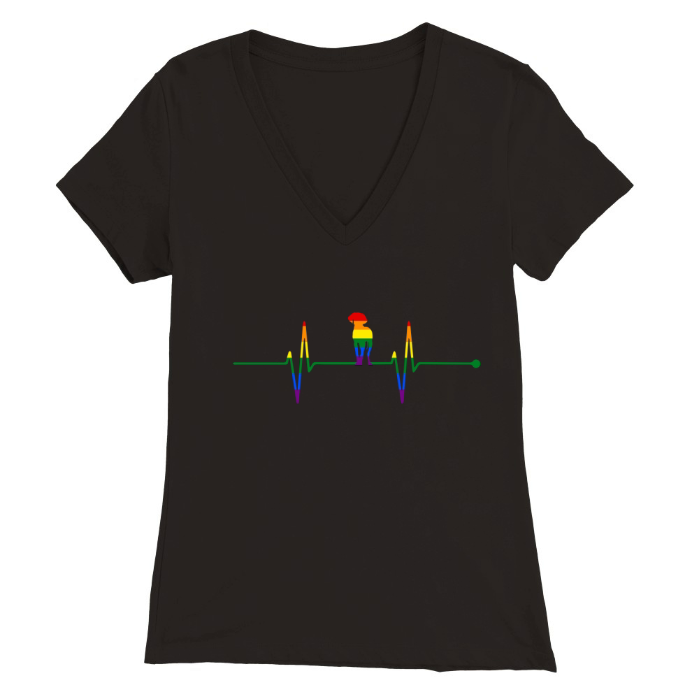 Weimaraner Dog Heartbeat Gay Rainbow Colorful LGBTQ Premium Womens V-Neck T-shirt