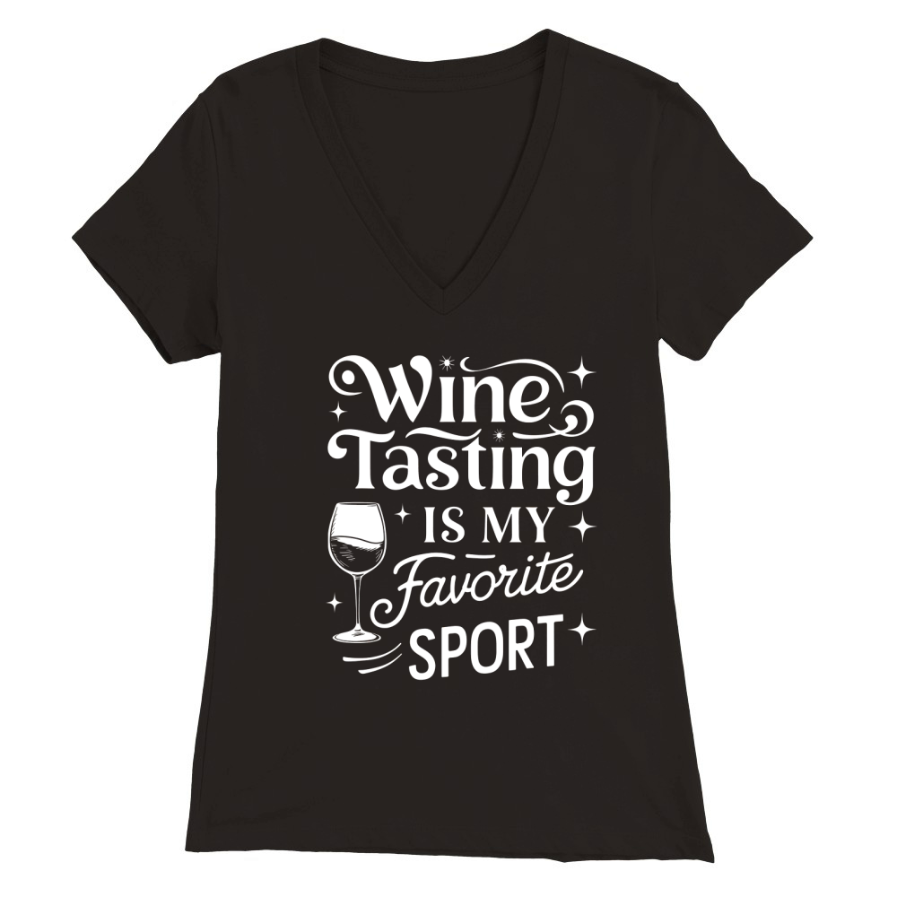 Wine Tasting is my favorite sports Premium Womens V-Neck T-shirt