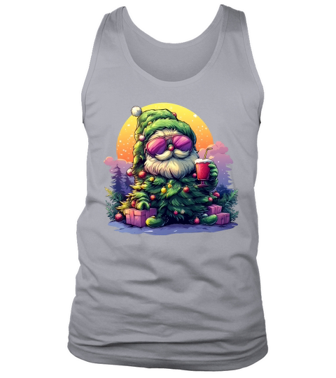 Santa Christmas tree clipart Tank Top Unisex