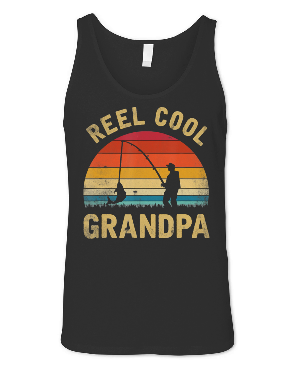 Mens Vintage Reel Cool GRANDPA Fish Fishing Shirt Unisex Jersey Tank