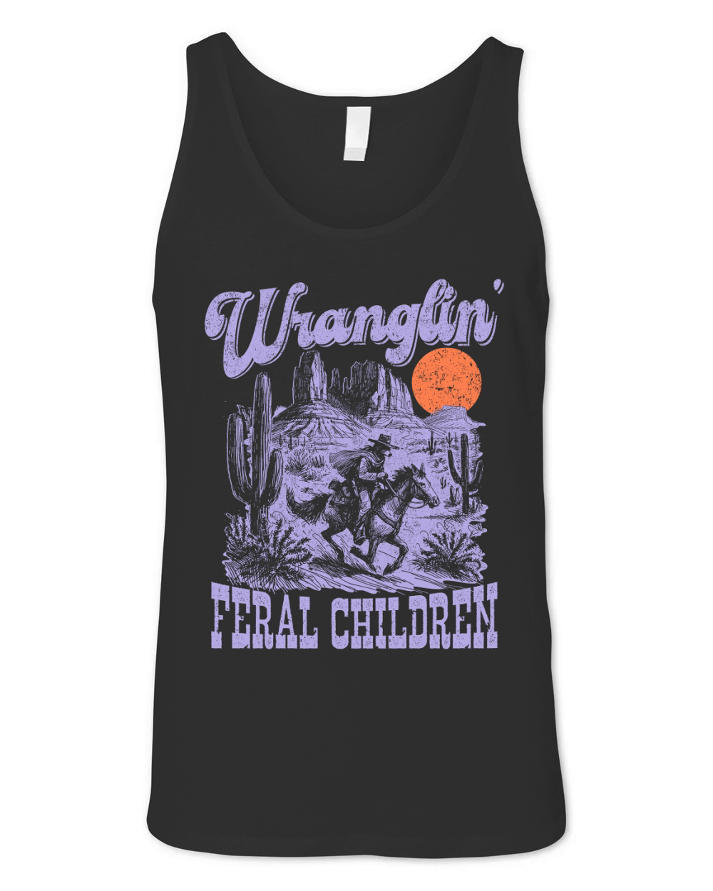 Raccoon Cowboy L Violet Unisex Jersey Tank