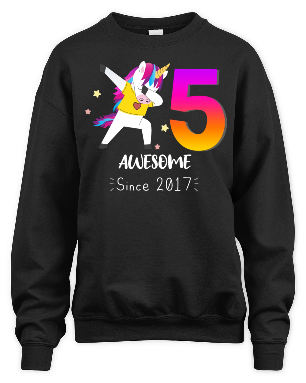 5 Years Old Unicorn Flossing Unisex Premium Crewneck Sweatshirt