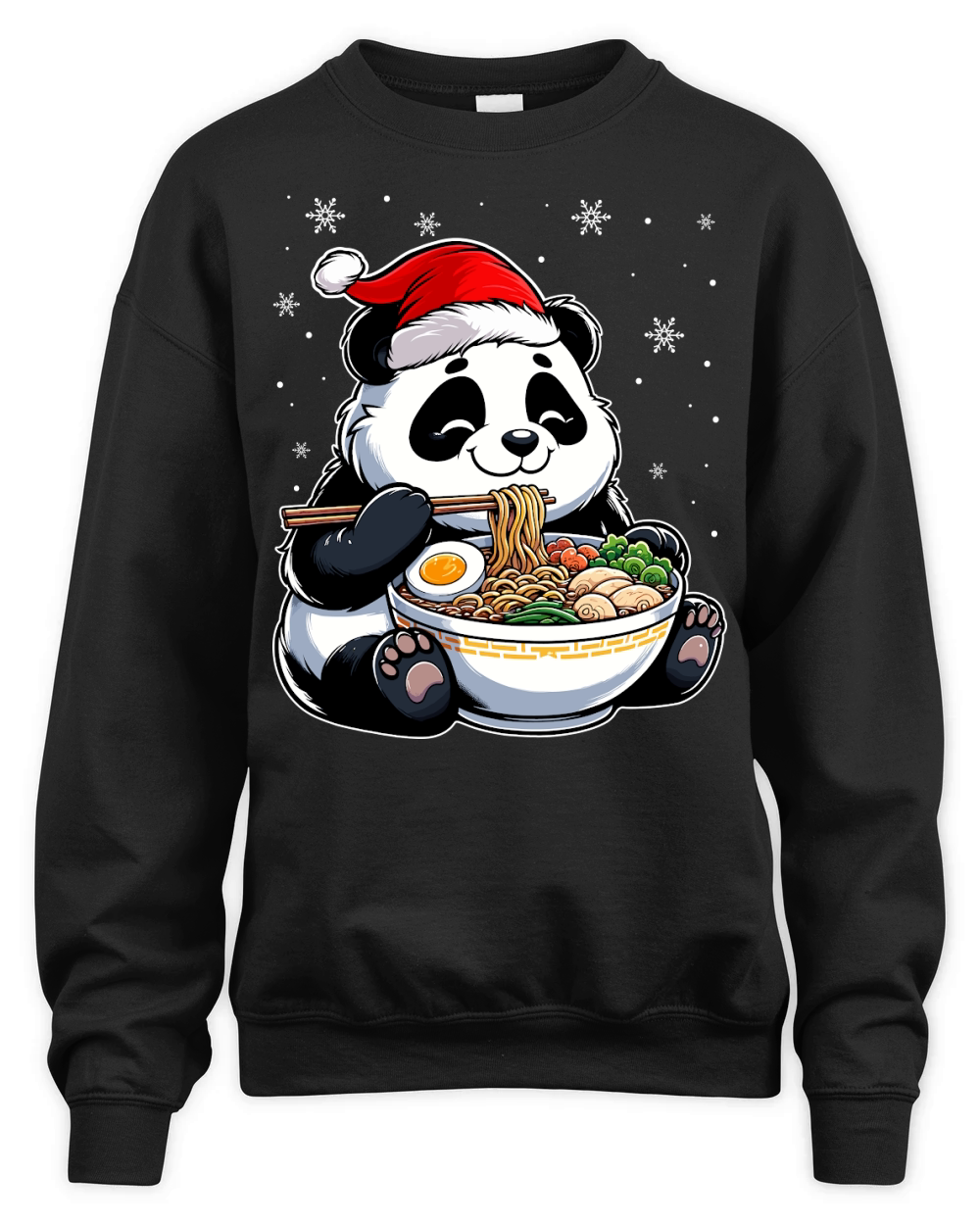 adorable panda eating ramen wearing santa hat 3 Unisex Premium Crewneck Sweatshirt