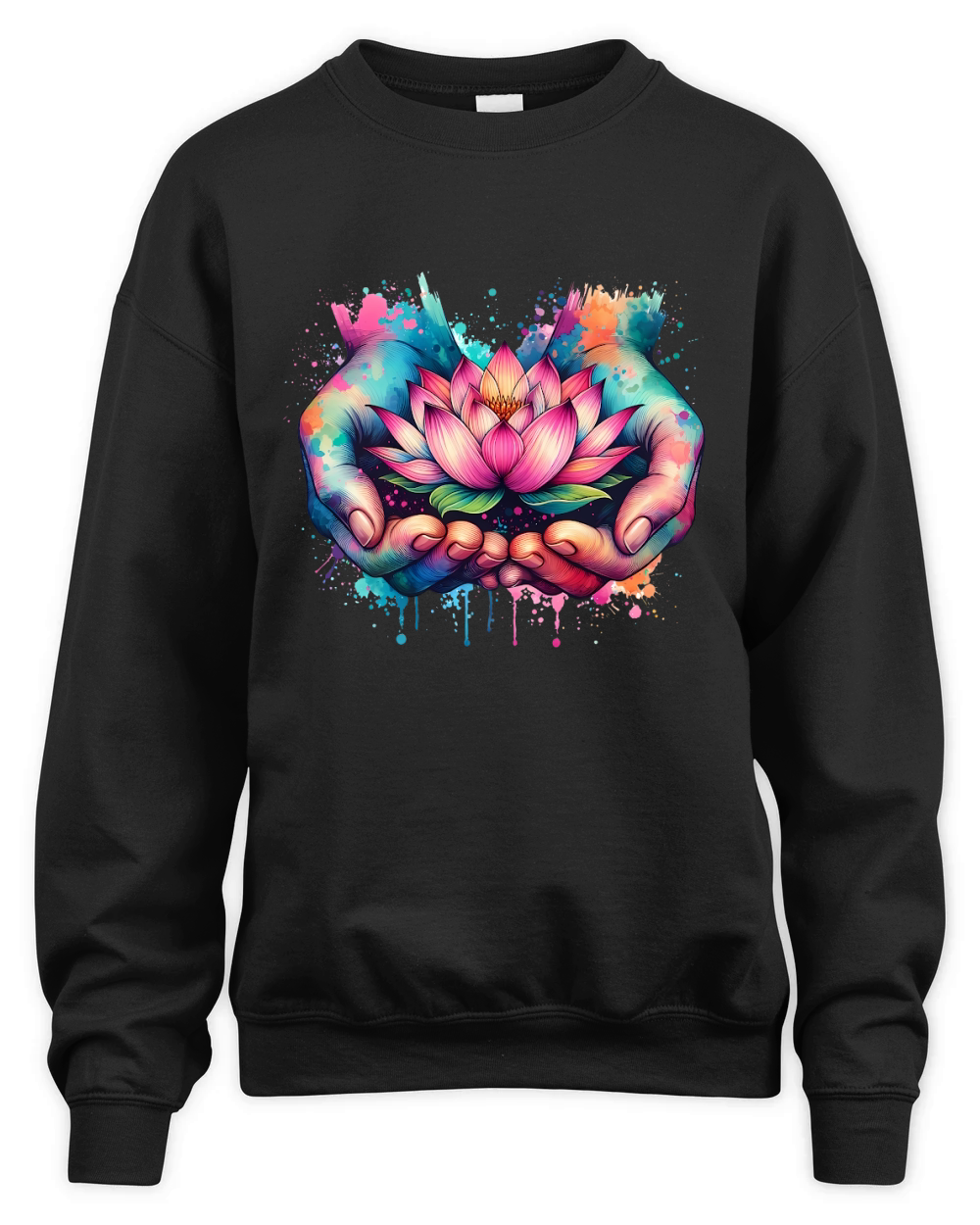 Hands Embracing Lotus Yoga Unisex Premium Crewneck Sweatshirt