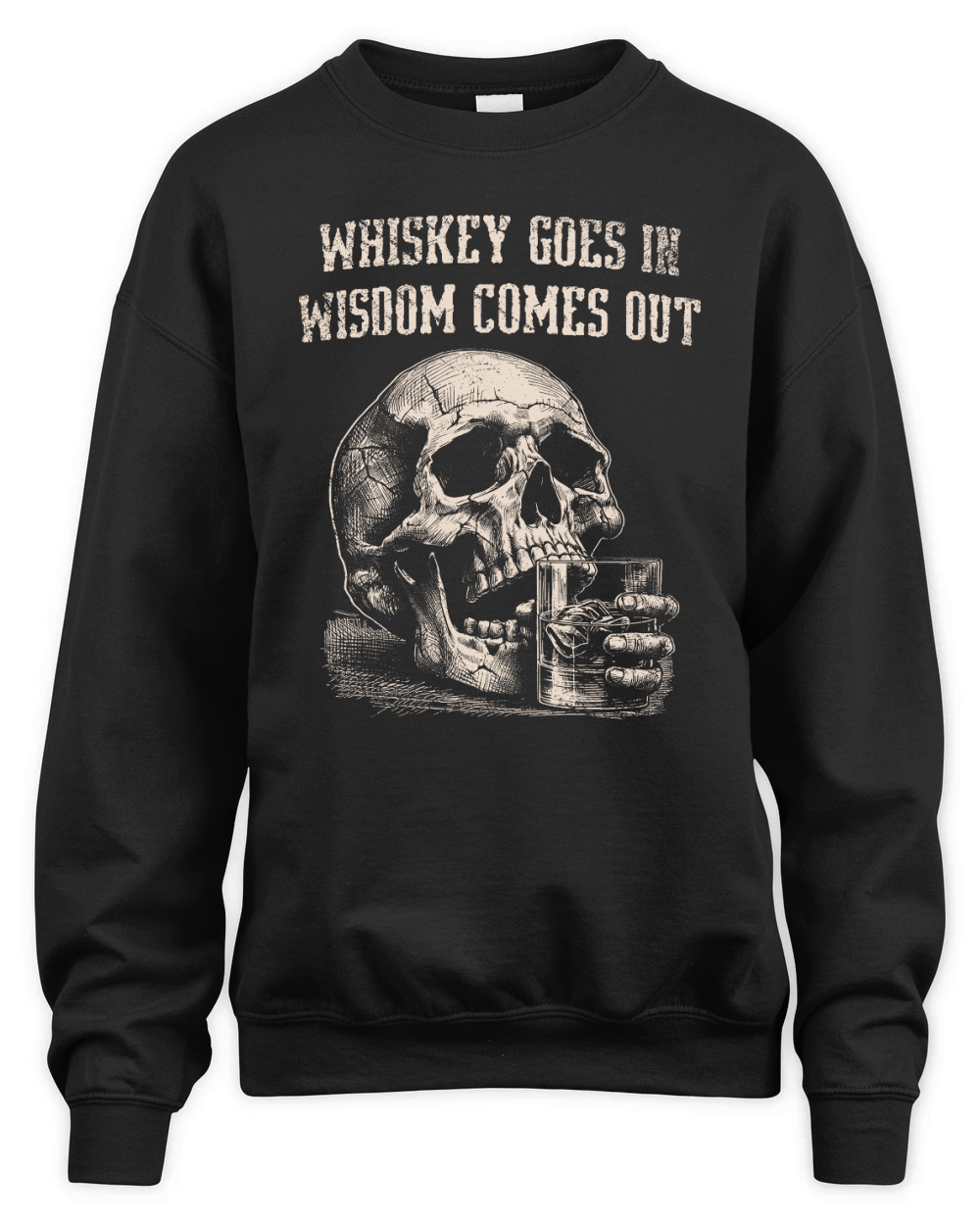 Skull Whiskey Goes In D VintageWhite GR Unisex Premium Crewneck Sweatshirt