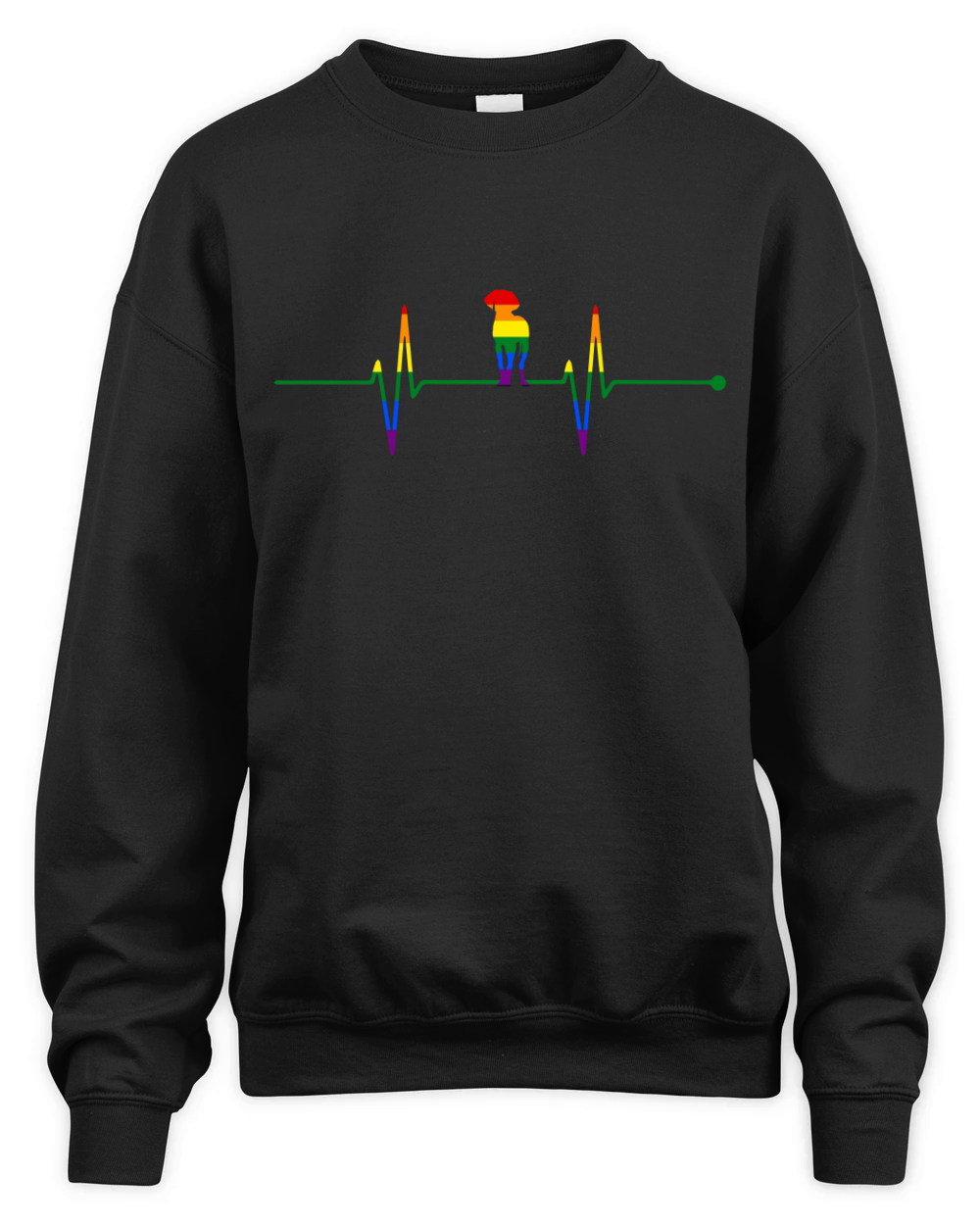 Weimaraner Dog Heartbeat Gay Rainbow Colorful LGBTQ Unisex Premium Crewneck Sweatshirt